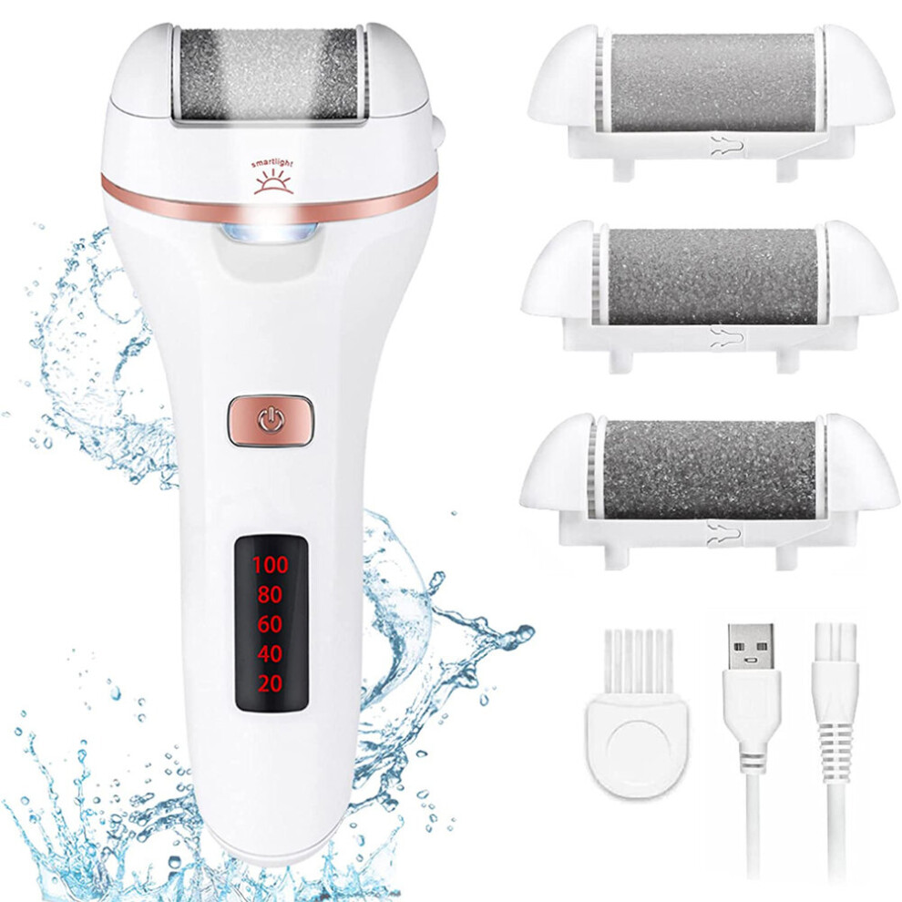 Bedee Electric Foot File, Callus Remover With 3 Polish Head Usb Rechargeable