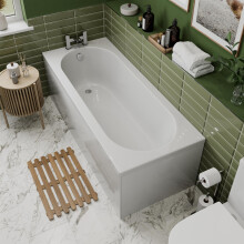 Modern Bathroom 1600mm Single Ended Straight Round Bath Acrylic White Bathtub