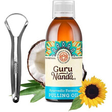 GuruNanda Original Ayurvedic Oil Pulling Mouthwash - Alcohol Free, Fluoride Free, Vegan, Peppermint for Healthy Gums & Fresh Breath
