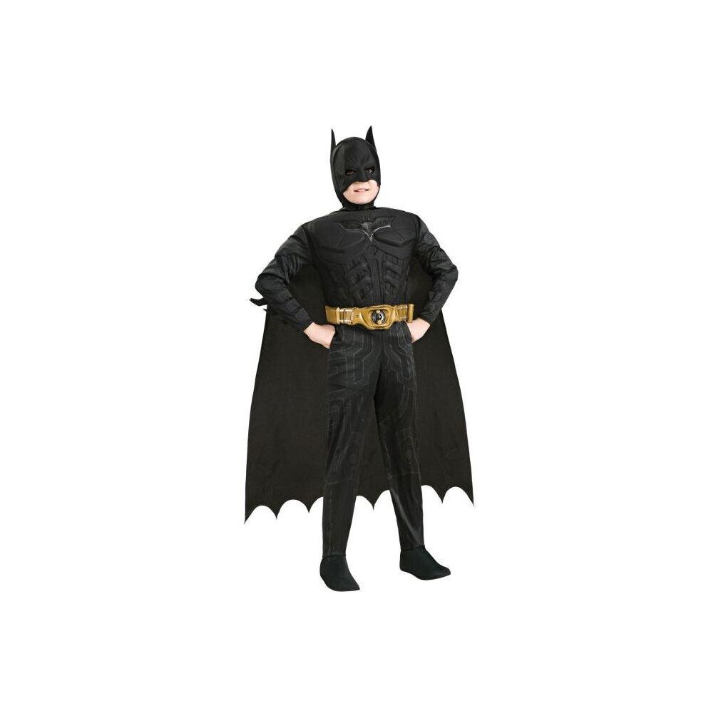 New Rubies Unisex Kids (Small) Batman Dark Knight Rises Childs Deluxe Muscle Chest Batman Costume With Mask Boys Black