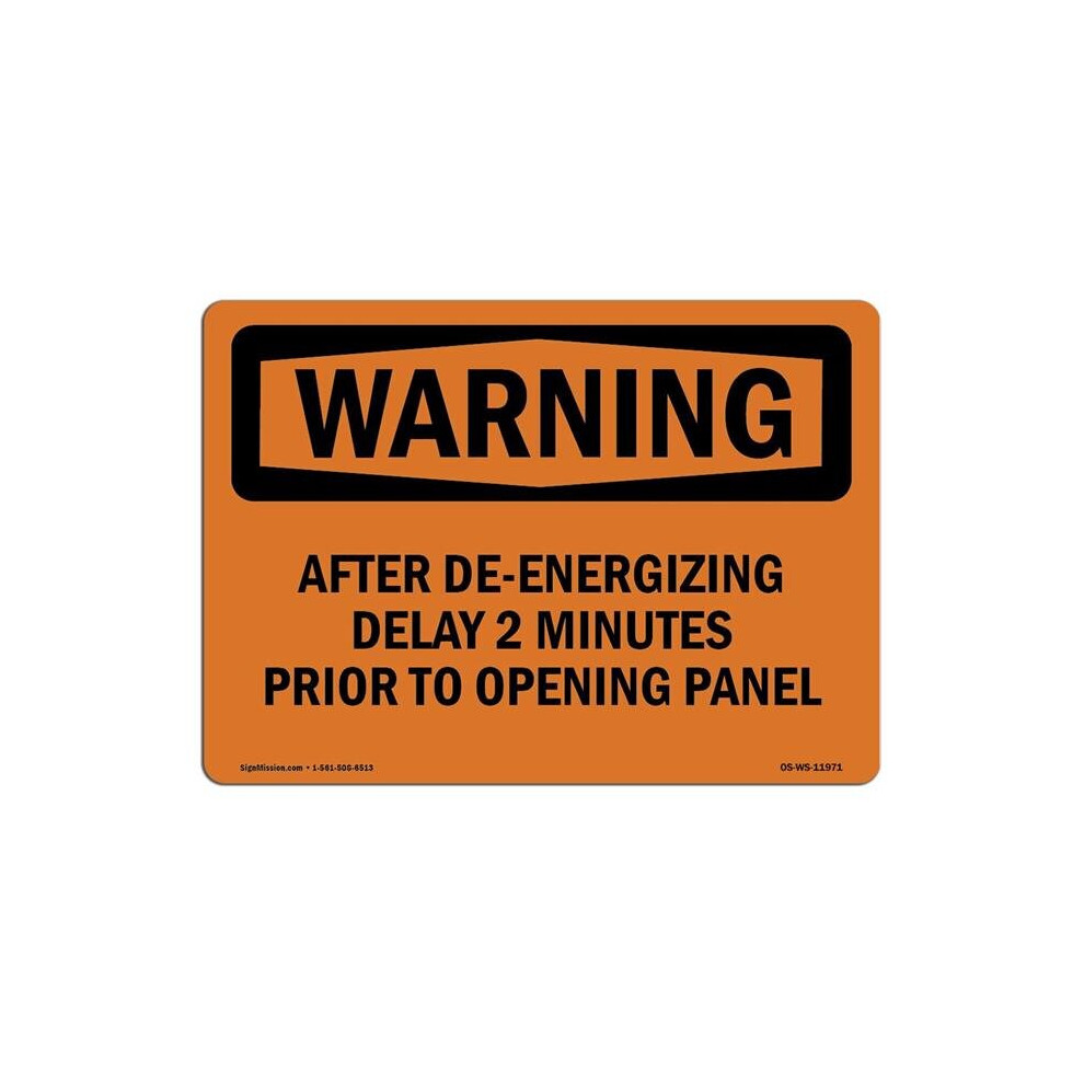 SignMission OS-WS-D-35-L-11971 OSHA Warning Sign - After De-Energizing Delay 2 Minutes Prior-image-OPC-PB59WK6-NEW