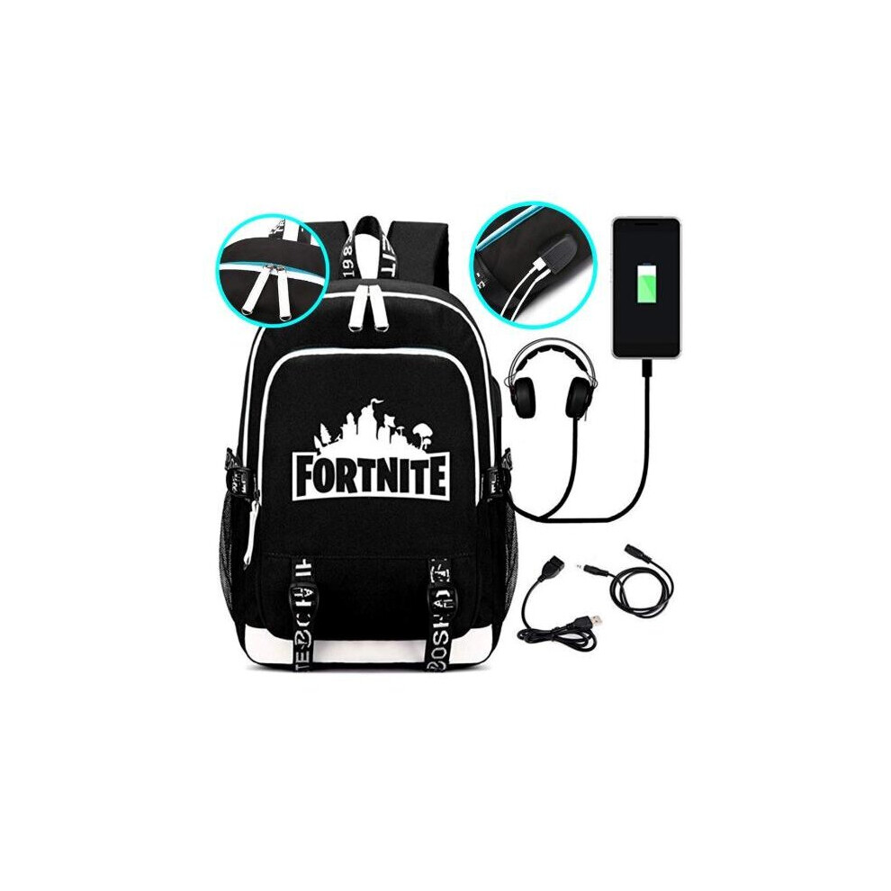 Fortnite Backpack - Waterproof School Bag with USB and Headphone Jack