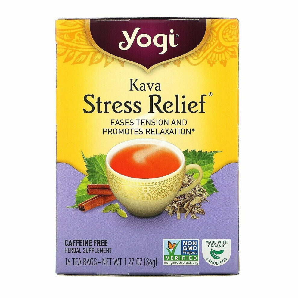 Yogi Tea, Kava Stress Relief, Caffeine-free, 16 Tea bags