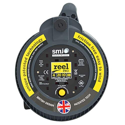 SMJ Electrical RP2010 Cable Reel, 2400 W, Black/Yellow 2