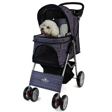 Pet Dog Puppy Stroller Pram Pushchair in Blue tartan