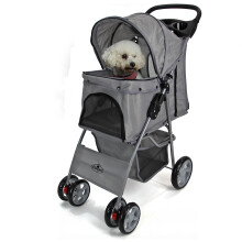 Pet Dog Puppy Stroller Pram Pushchair in Grey Actiaspet