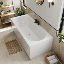 Modern Bathroom Double Ended 1700mm Curved Bath Round Acrylic White Bathtub