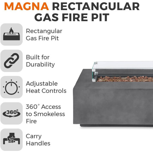 Warmlite Tower T978528 Magna Rectangular Gas Fire Pit 2