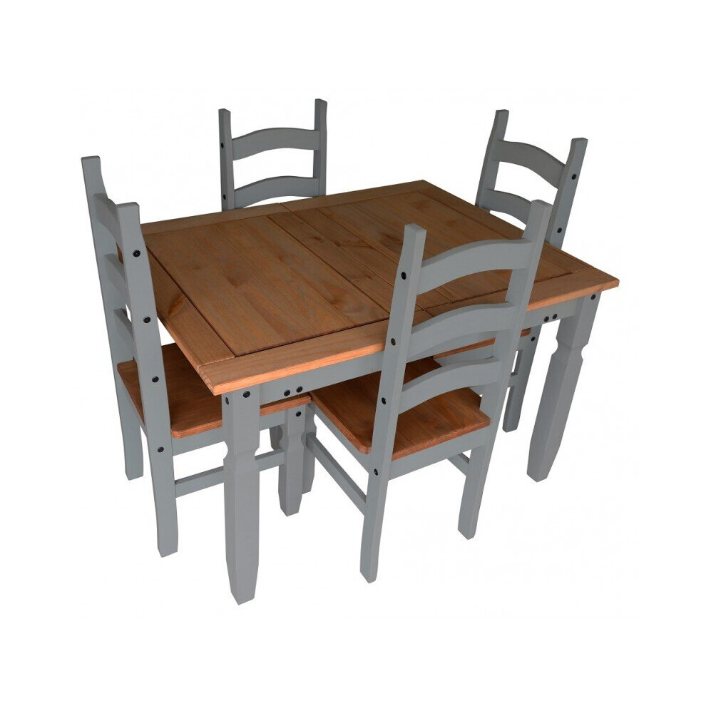 Corona Grey Wax Small Extending Dining Table & 4 Chairs