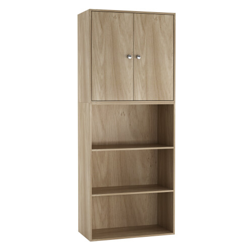 URBN Living (Oak) 3 Tier Book Shelf Deep Bookcase Cabinet Display