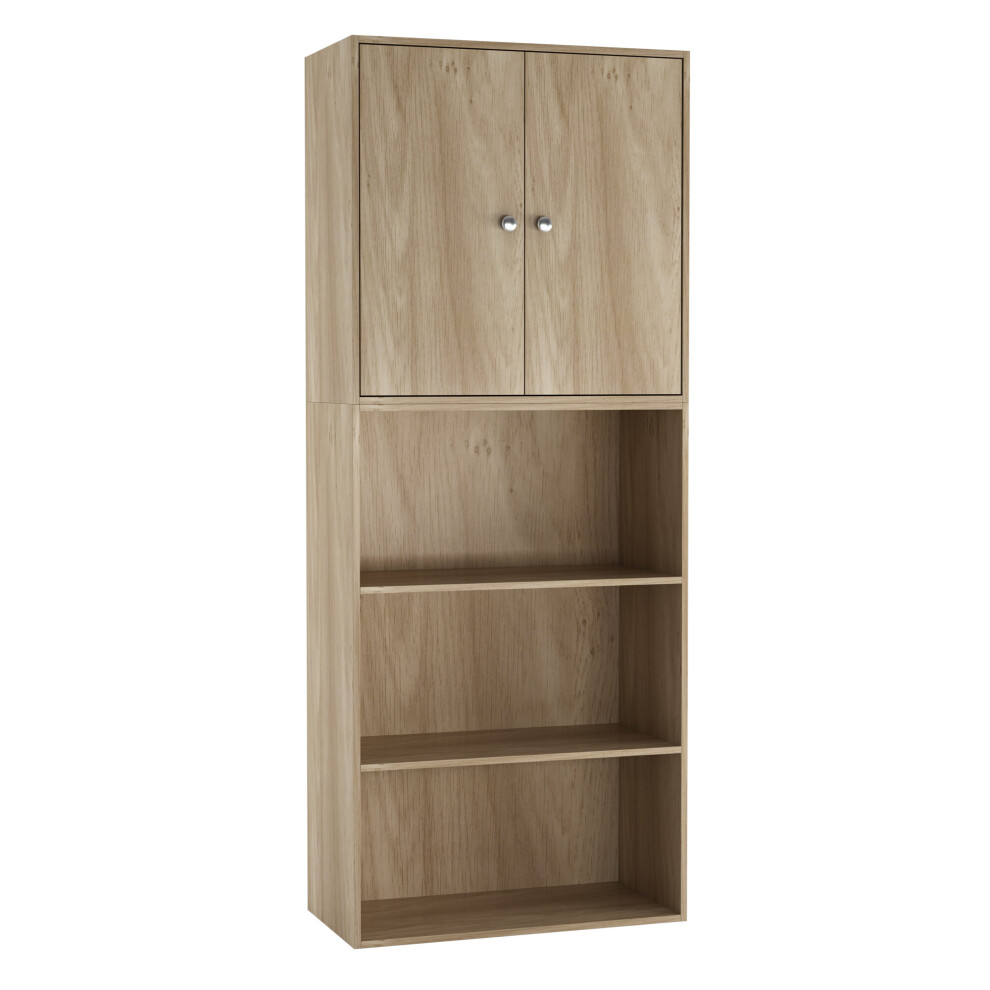 Urbn Living (Oak) 3 Tier Book Shelf Deep Bookcase Cabinet Display Brown