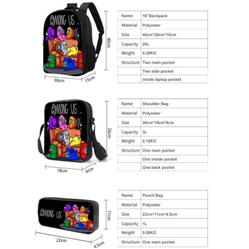 Backpack Among Us School Bag 3 pack 1