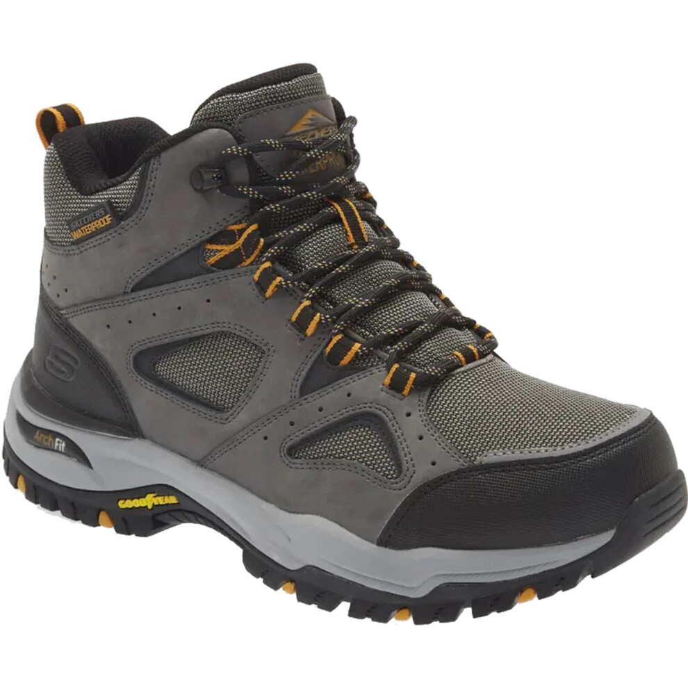 (Charcoal, UK 11) Skechers Arch Fit Millard Mens Waterproof Walking Hiking Boots