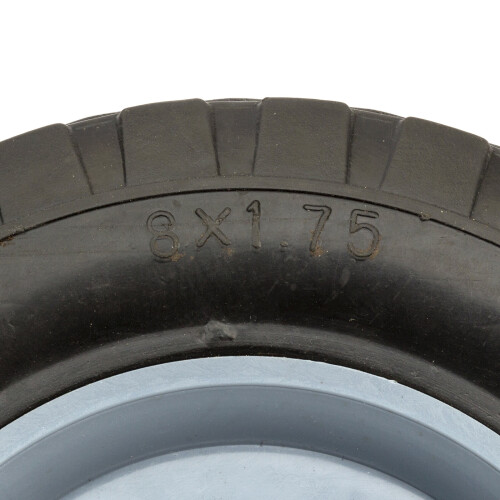 Plastic Wheel & Solid Rubber Tyre Black Grey / Diamond Tread 8 Inch 2