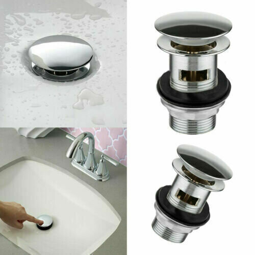 Bathroom Pop Up Basin Wastes Sink Push Button Click Clack Plug Slotted 1