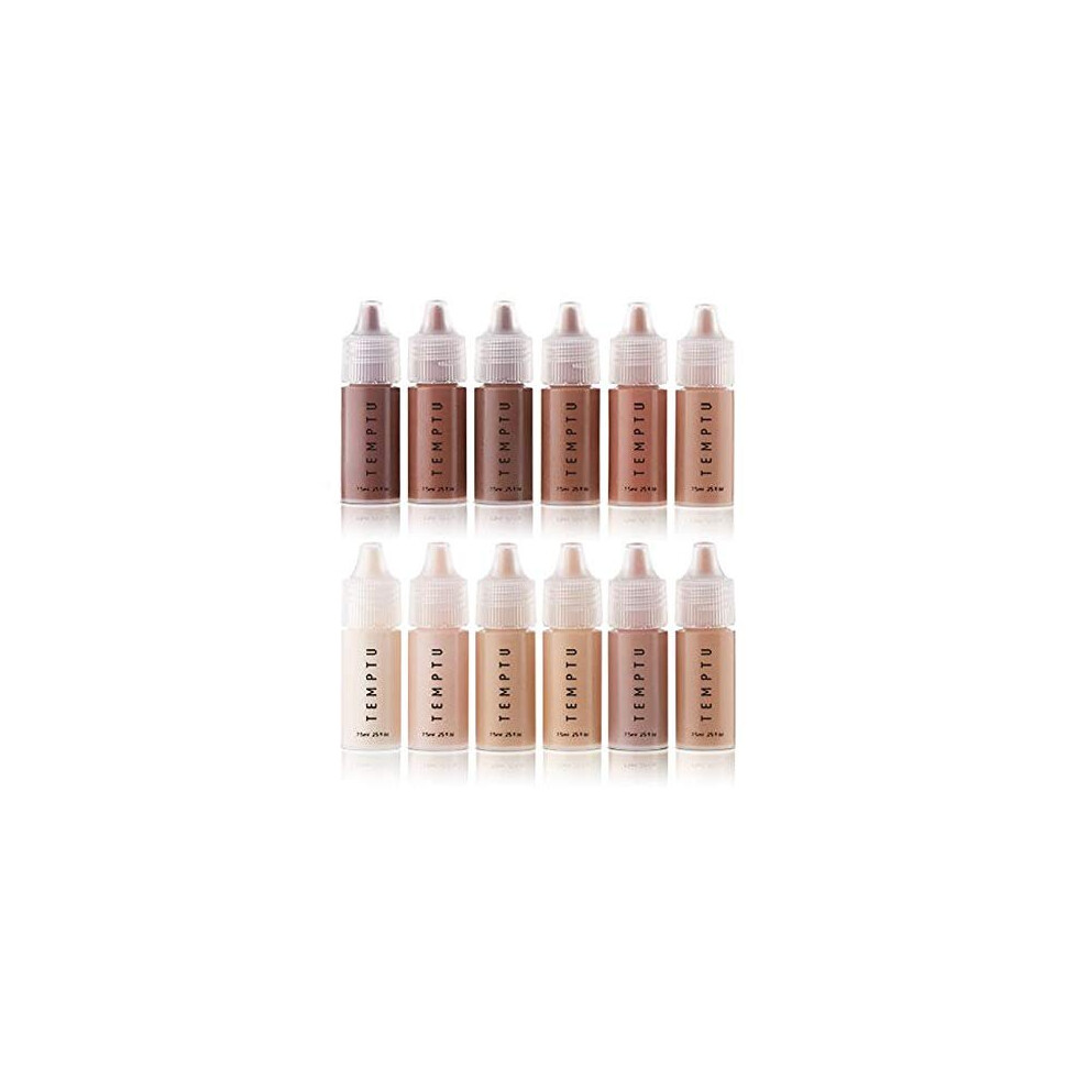 TEMPTU S/B Foundation 12 Piece Starter Set, ¼ oz Bottles, Water-Resistant, Blendable - Professional, Natural M