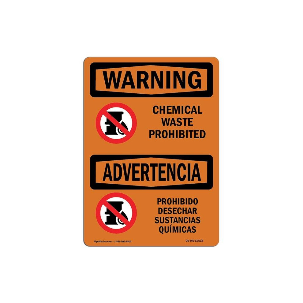SignMission OS-WS-D-35-L-12518 OSHA Warning Sign - Chemical Waste Prohibited Bilingual-image-OPC-PB5BJ65-NEW