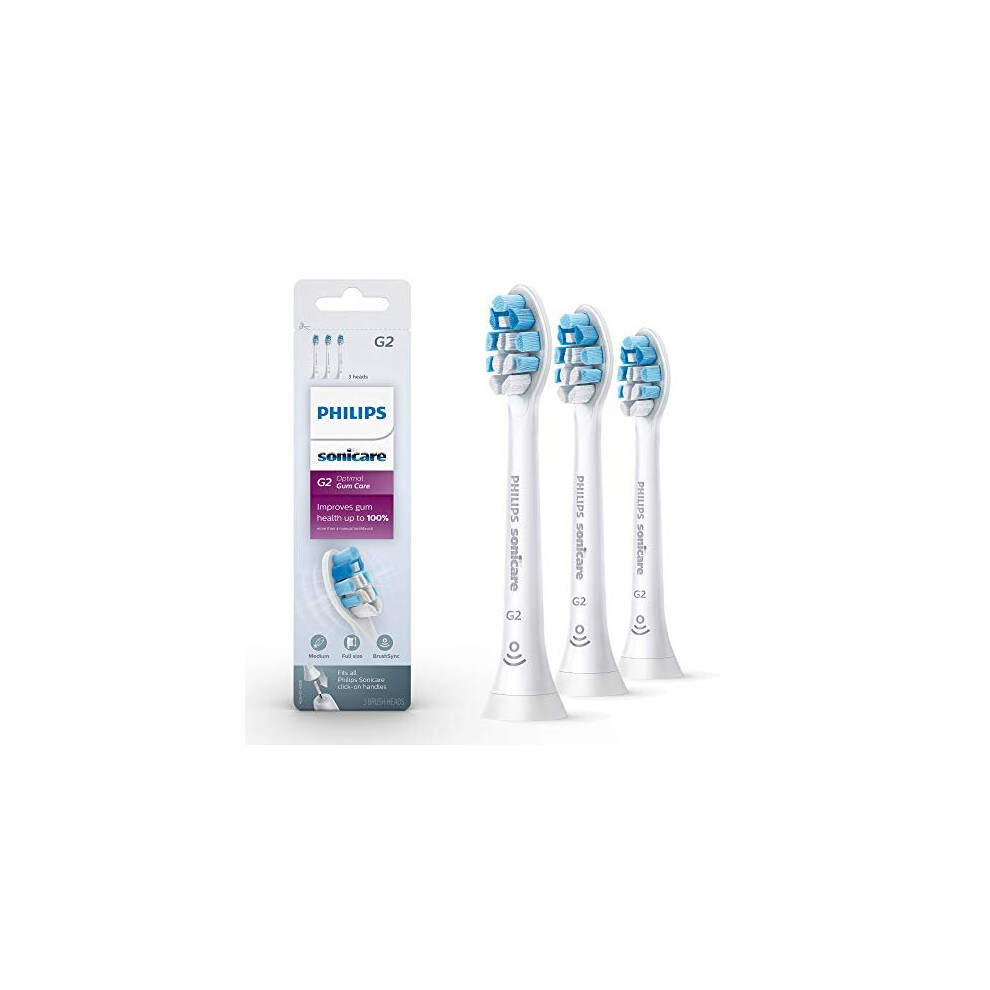 Philips Sonicare Genuine G2 Optimal Gum Health Toothbrush Heads, 3 Brush Heads, White, Hx9033/65