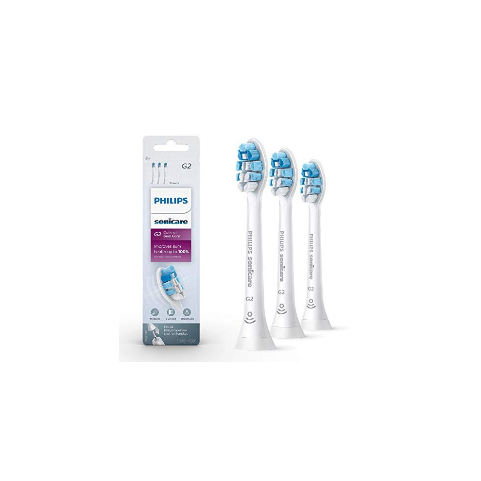 Philips Sonicare Genuine G2 Optimal Gum Health Toothbrush Heads, 3 Brush Heads, White, HX9033/65