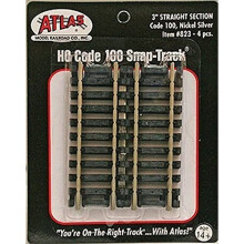 Code 100 Nikkel Zilver 3"""" Rechte Snap-Track HO Schaal Atlas Treinen