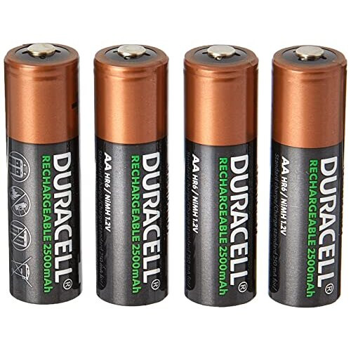 Duracell Duracell Rechargeable Type AA Battery, 2500mah, Pack of 4