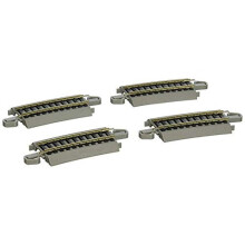 Bachmann Trains - Snap-Fit E-Z TRACK ONE-THIRD SECTION 18 RADIUS CURVED (4/card) - NICKEL SILVER Rail With Gr