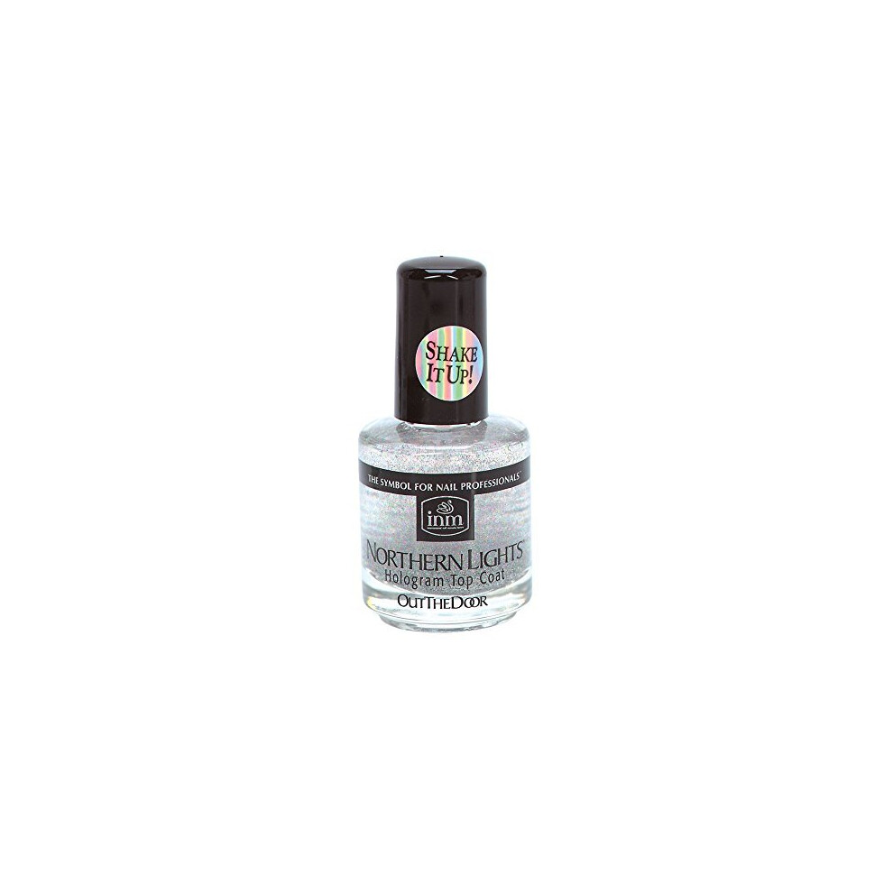 INM Northern Lights Silver Hologram Top Coat, Fast Drying, 1/2 Ounce (1-Unit)