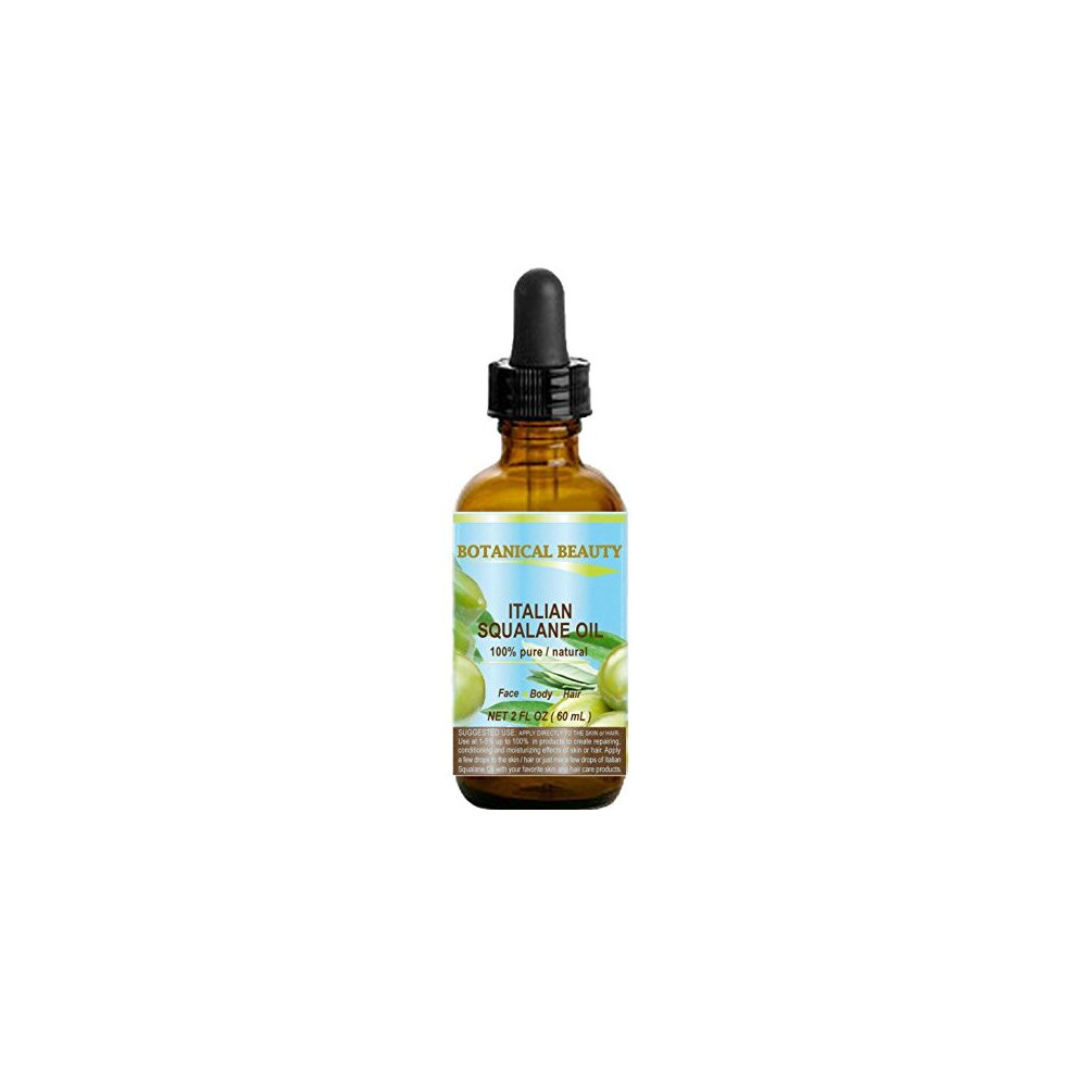 Botanical Beauty Squalane Italian Olive. 100% Pure Natural Undiluted Oil. 2 Fl.oz- 60Ml. 100% Ultra-Pure Moisturizer For Face Skin Body Hair. Relia