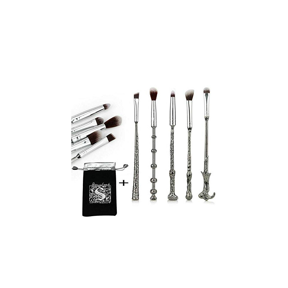 5 Piece Makeup Brushes ,For Harry Potter Fans Metal Wizard Wand Set Kit with Gift Bag, Perfect for Eyeshadow P
