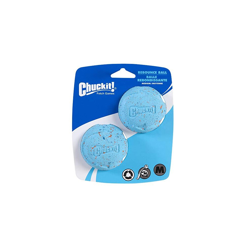 ChuckIt! Rebounce Natural Recycled Rubber Dog Ball, Medium, Blue- 2 Piece