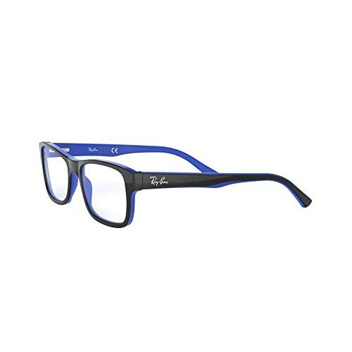 Ray-Ban Ray-Ban RX5268 Rectangular Prescription Eyeglass Frames, Top Black On Blue/Demo Lens, 52 mm 1