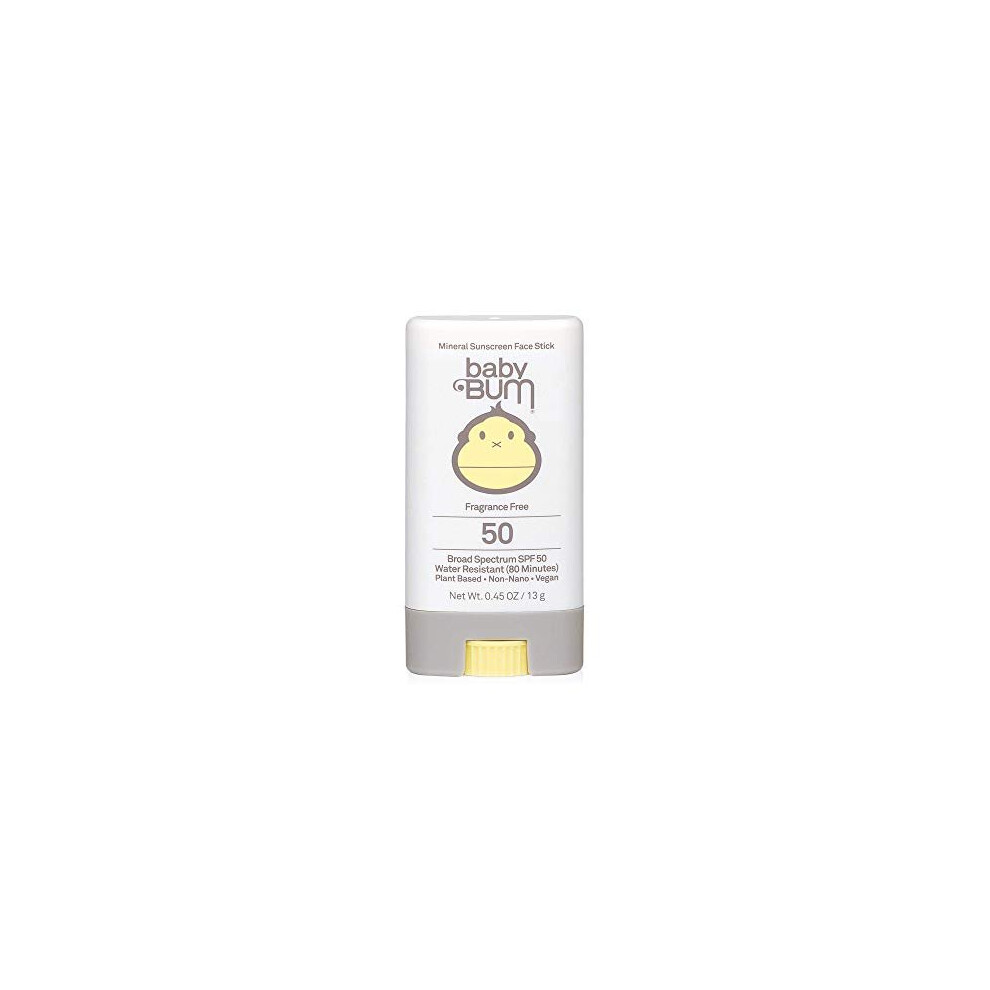 Sun Bum Baby SPF 50 Sunscreen Stick  Mineral Roll-On UVA/UVB Face and Body Protection for Sensitive Skin  Fragrance Free  Travel Size  Unscented  0.45