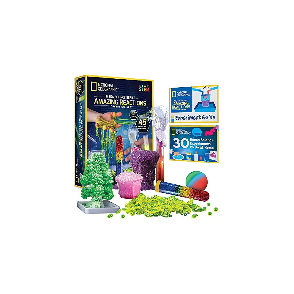 NATIONAL GEOGRAPHIC Amazing Chemistry Set - Mega Chemistry Kit with Over 15 Science Experiments, Make Glowing