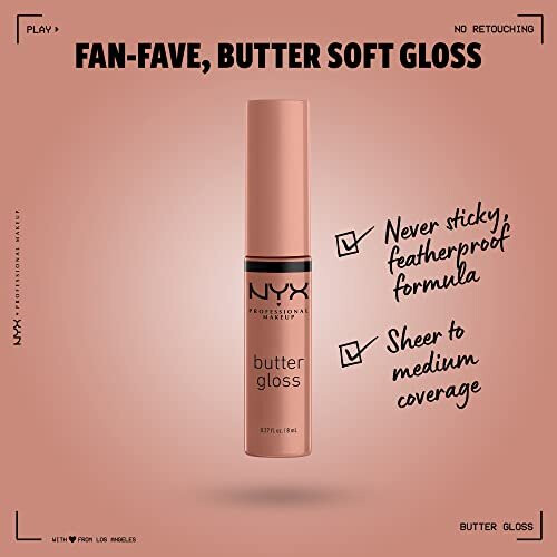 NYX Professional Makeup Butter Gloss, Lipgloss, 14 Madeleine 1