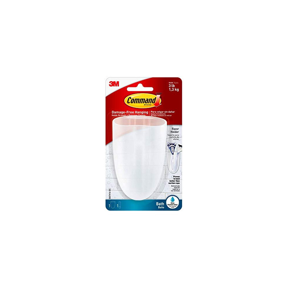 Command Bath Razor Holder, Clear Frosted, 1-Holder, 1- Water-Resistant Strip, Organize Damage-Free