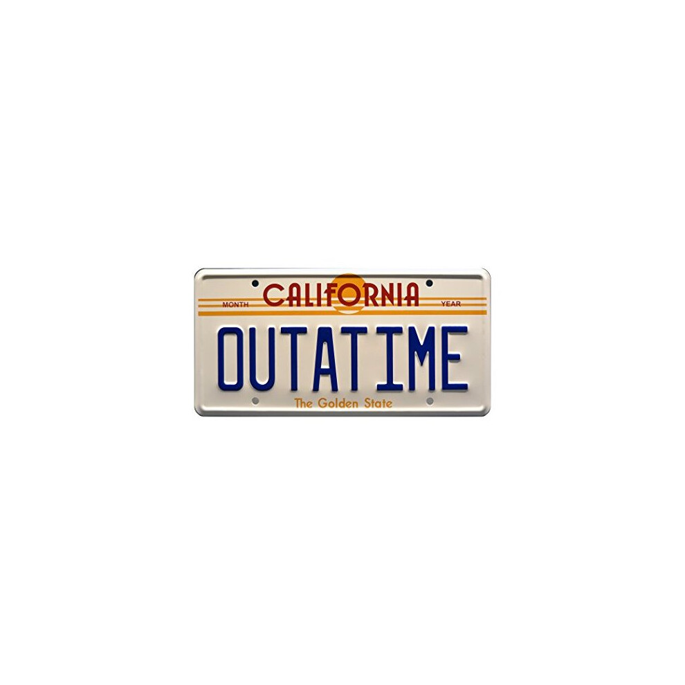 Celebrity Machines Back To The Future | Delorean | Outatime | Metal Stamped Vanity Prop License Plate White 810376030057