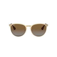 Ray-Ban RB3539 Erika Metal Round Sunglasses, Matte Gold/Polarized Brown Gradient, 54 mm