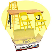 Ensemble de jeu ultime avec ?chelle, table et chaises jaunes pour figurines de lutte
