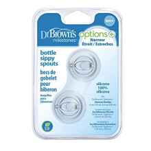 Dr. Brown's Milestones Options+ Sippy Spouts, Smal, Mjuk 100% Silikon Baby Flaska Sippy Spout, 6m+, 2 Pack