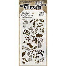 Stampere Anonym Festive Tim Holtz Layered Stencil 4,125-tommer med 8,5-tommer