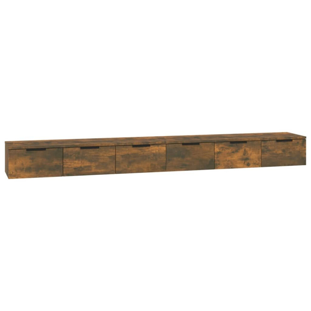 Vidaxl (Smoked Oak) 2X Wall Cabinets Engineered Wood Wall Floating Cabinet Multi Colours