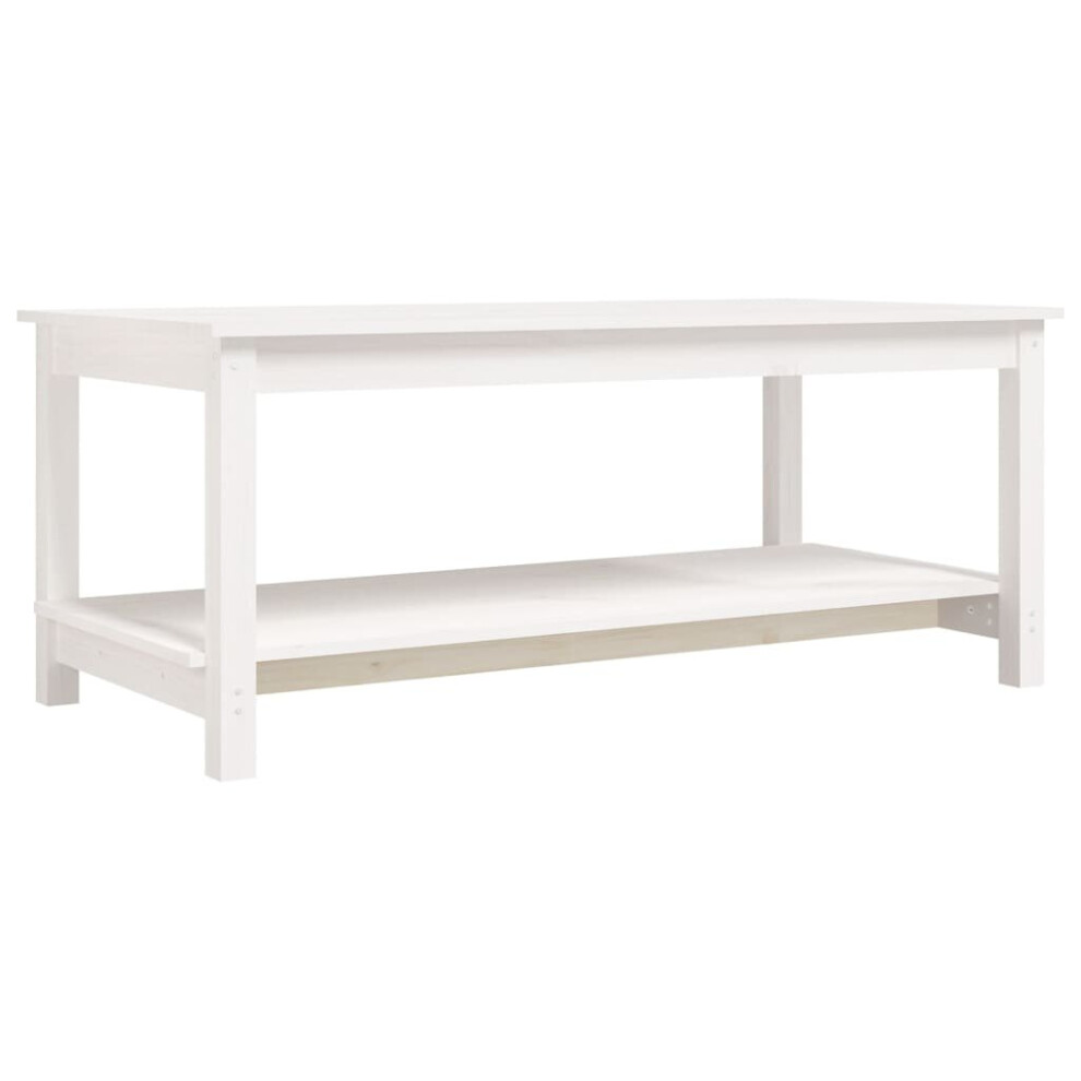 (White, 110 x 55 x 45 cm (L x W x H)) vidaXL Solid Wood Pine Coffee Table Multi Colours 110x55x45 cm/50x50x45 cm