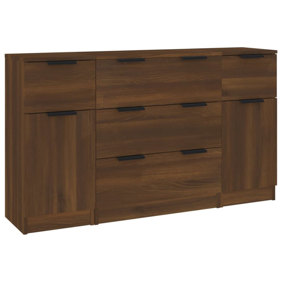 (Brown oak) vidaXL Sideboard Set 3 Piece Engineered Wood Home Organiser Multi Colours