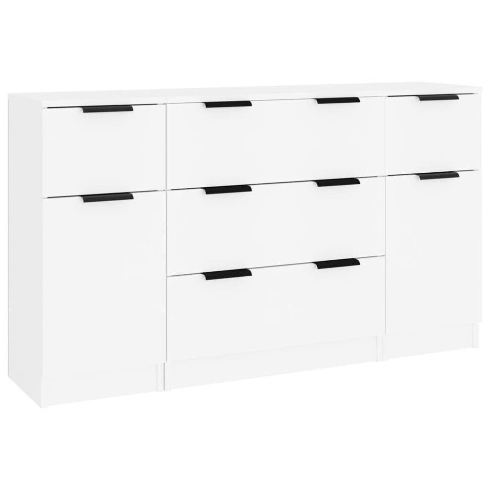 VidaXL Sideboard Set - 3 Piece - White - Engineered Wood - Image 2