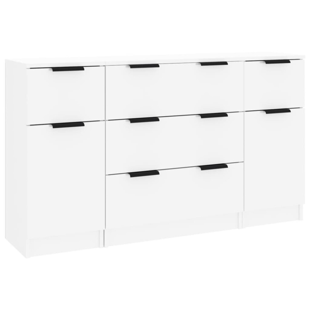 (High gloss white) vidaXL Sideboard Set 3 Piece Engineered Wood Home Organiser Multi Colours