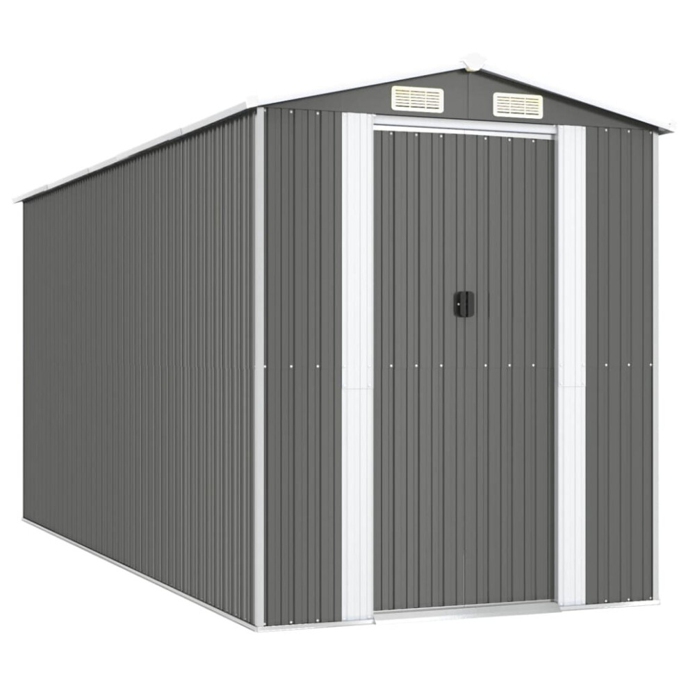 Vidaxl (192 X 440 X 223 Cm (L X W X H)) Garden Shed Galvanised Steel Outdoor Tool Storage Patio Lawn Tool Shed