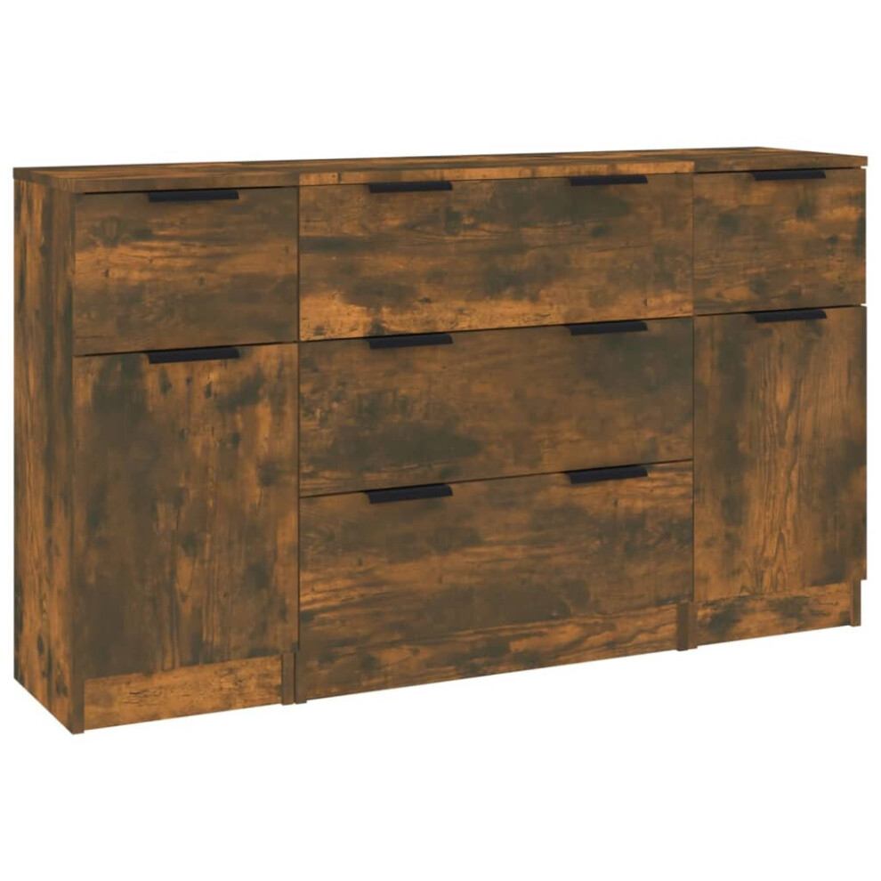 VIDAXL Smoked Oak Sideboard - 2 Door 5 Drawer - Brown - Image 2