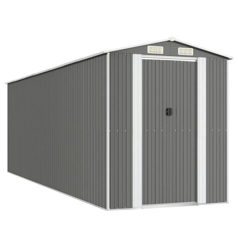 Vidaxl (192 X 606 X 223 Cm (L X W X H)) Garden Shed Galvanised Steel Outdoor Tool Storage Patio Lawn Tool Shed