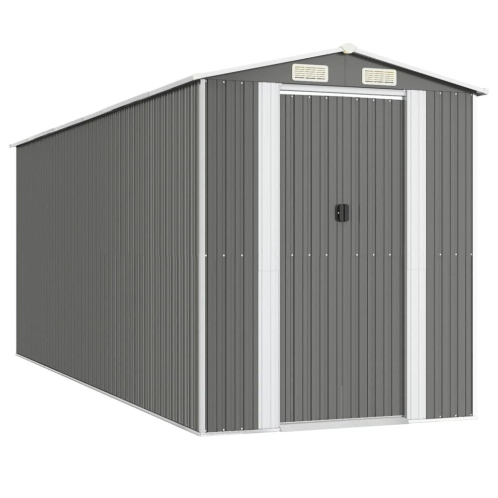 Vidaxl (192 X 523 X 223 Cm (L X W X H)) Garden Shed Galvanised Steel Outdoor Tool Storage Patio Lawn Tool Shed