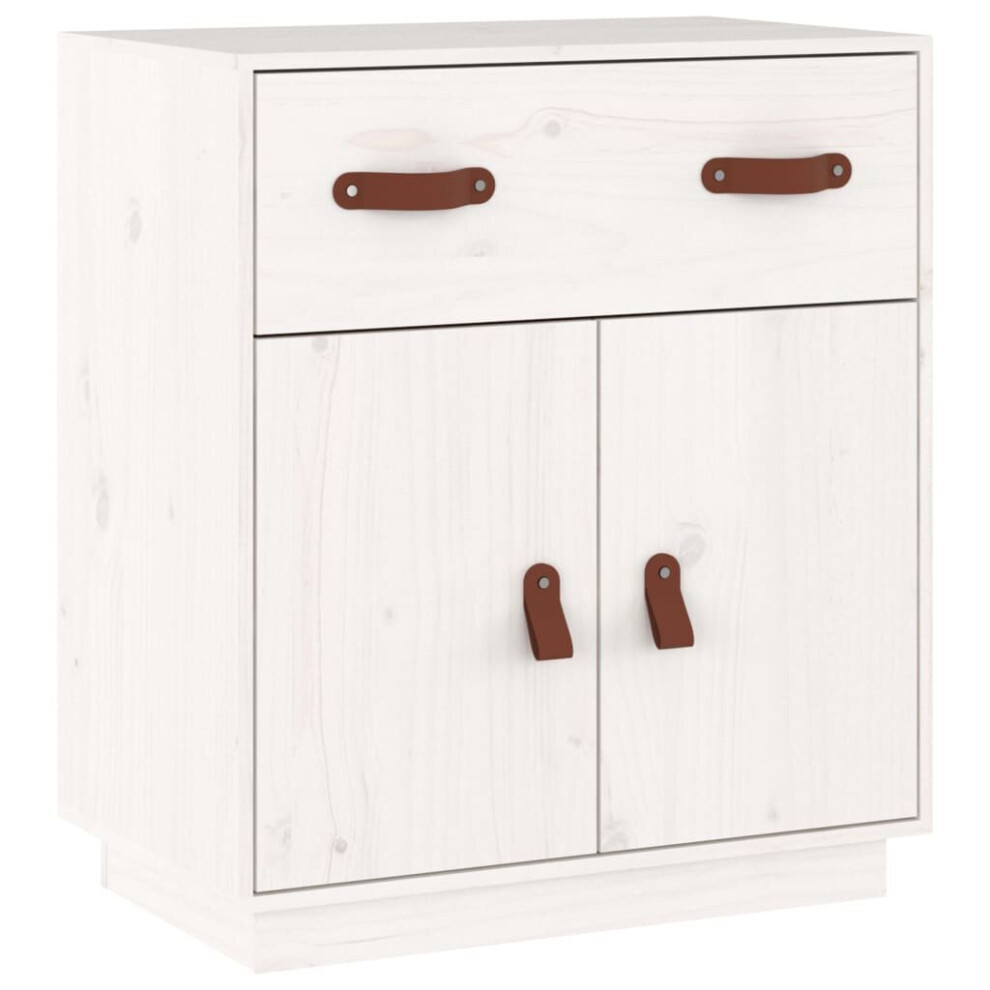 (White) vidaXL Solid Wood Pine Sideboard Wooden Cabinet Home Organiser Multi Colours